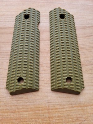 1911 GRIPS FULL SIZE COLT OLIVE DRAB OD GREEN FISHBONE PATTERN 