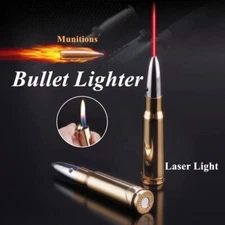 1X Metal Bullet Lighter with Red Laser Refillable Butane Gas Cigarette Lighter