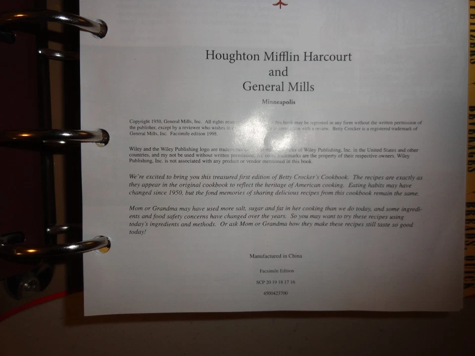 Betty Crocker Cookbook 1998 Edition Recipe Book of Original 1950's Cookbook - Image 4 of 4