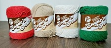 Lily Sugar  n Cream 100 4 Skeins Cotton Yarn 4 Ply 2.5Oz Green Red Jute Ecru New