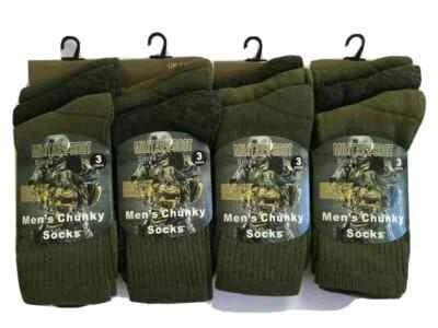 BLEND 6 & 12 Pairs Mens Army Military Socks Thermal Hiking Boots Combat warm UK 6-11