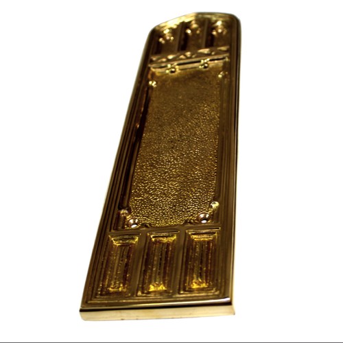 Placa de empuje de latón liso estilo renacentista griego gótico con parte superior arqueada - Imagen 3 de 10