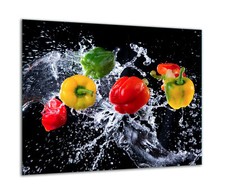 Herdabdeckplatten Ceranfeldabdeckung Spritzschutz Glas 60x52cm Paprika