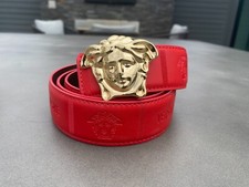 Versace Belt Medusa Red Leather Gold Buckle size 30-32