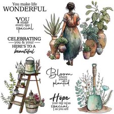 Spring Gardening Plants Women Bloom Where You're Planted Special Clear Stamp