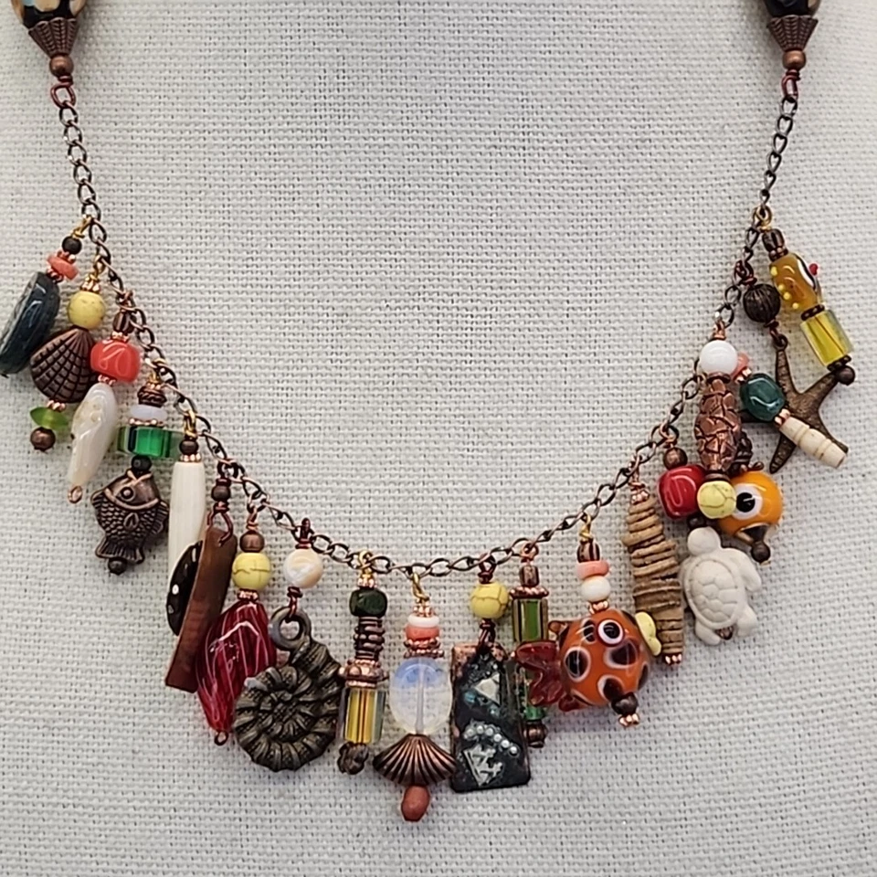 Ремесленное ожерелье стекло бисер бахрома многоцветный заявление 20» - Изображение 4 из 4