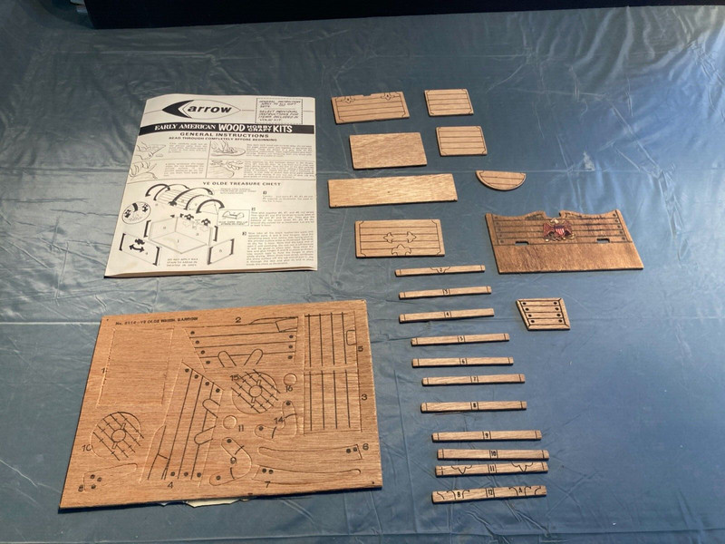 Vintage Arrow Wood Craft Kit Ye Olde Wheelbarrow and Other Pieces w/Instructions