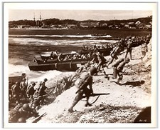 WWII Soldiers Landing On Beach Vintage Photograph