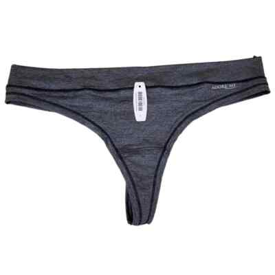 Adore Me Black Marl Thong Large NWT