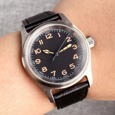 Small Pilot 36mm Tandorio Black Dial Sapphire Glass NH35A Automatic Mens Watch