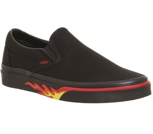 black flame vans slip on