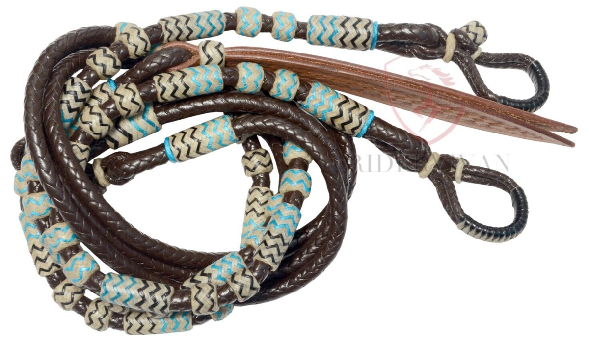 Rênes Romal En Cuir Noir, Style Oklahoma, 48 Pouces