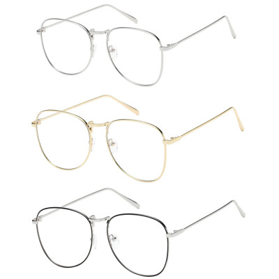 Large Oversized Geek Fashion Glasses Clear Lens Thin Metal Frame Nerd  Glasses