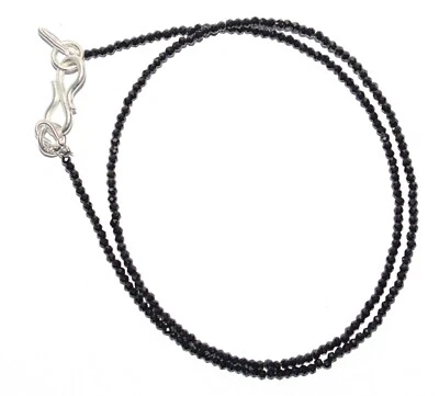925 Plata Fina Negro Circonita Piedra 2MM Cuentas Redondas 12" Hilos Collar - Imagen 1 de 4