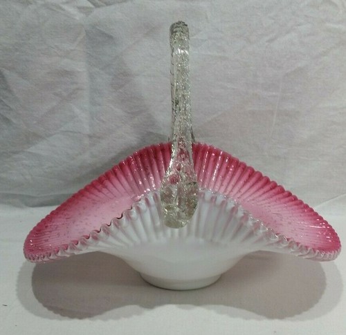 Spangle Silver Mica 9 1/2" Wide Pink Crimped Cased Basket - Picture 2 of 8