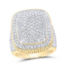 14kt Yellow Gold Mens Round Diamond Cushion Cluster Ring 5.00 Cttw