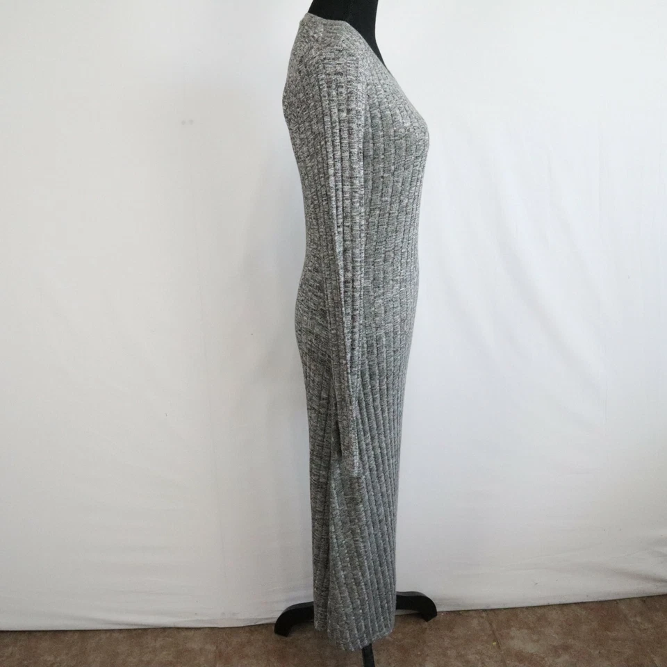 Vestido I Heart Ronson Mujer Mediano Maxi Tejido Suéter Gris Rayas Manga Larga Foto 4 de 4