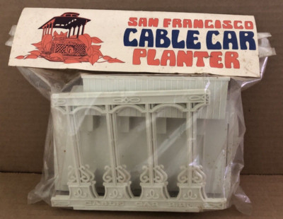 Vintage SAN FRANCISCO Cable Car Planter NOS Unopened Sealed Plastic Flower USA