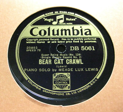 MEADE LUX LEWIS Bear Cat Crawl / Shout For Joy COLUMBIA DB 5061 (347)