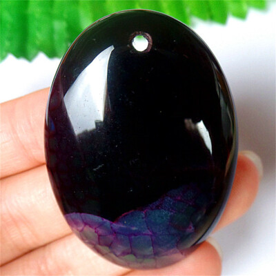 50x35x8mm Green&Purple Dragon Veins Agate Oval Reiki Healing Pendant Bead DY2820