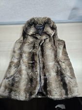 Ellen Tracy Womens Brown Faux Fur Gilet With Belt Size M Medium Mob Wife