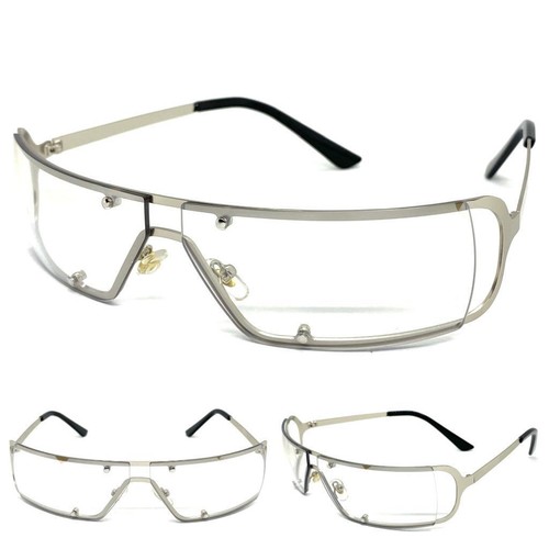 Classy Elegant Modern Club Raver Clear Lens Slight Tint SUN GLASSES Silver Frame - 第 1/6 張圖片