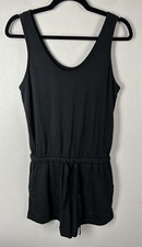 Lou  Grey Modal Sleeveless Racerback Scoop Neck Romper Black Size Small