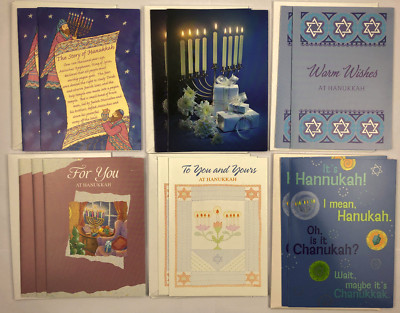 Mixed lot of 13 Hanukkah Greeting Cards with Envelopes 6 Different Styles
