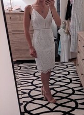 Worn Once! ASTR The Label White Lattice Inset Scalloped Lace Dress XS