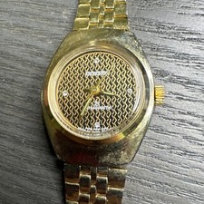 Reloj mecánico antimagnético vintage Kronotron de oro con diamantes para dama