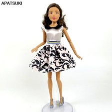 White O-Neck Short Dress for 11.5" Doll Outfits Princess Dresses Clothes 1/6 Toy