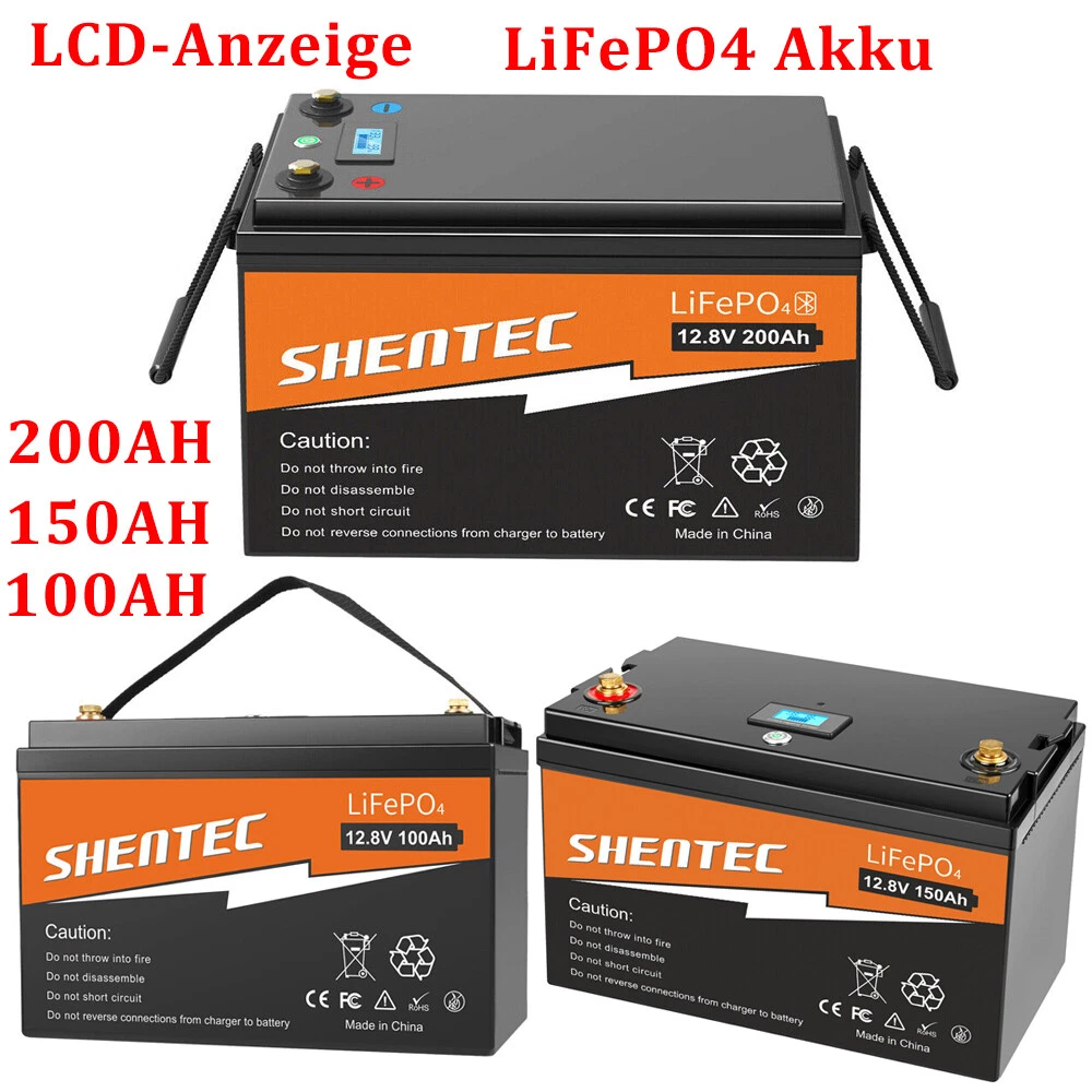 Shentec 12V 50Ah 100Ah 200Ah LiFePO4 Akku Lithium Batterie für Wohnmobil RV  Boot | eBay