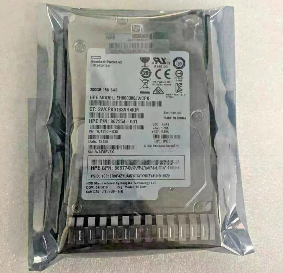 HPE 870753-B21 300GB 870792-001 SAS 12G 15K ENT SFF 2.5"SC DS HDD Hard Drive NEW - Image 2 of 4