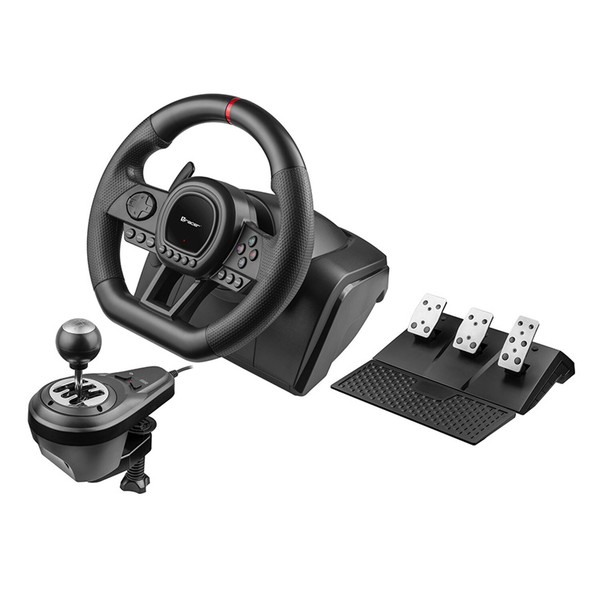Volante para videojuegos con Caja de Cambios Pedales Tracer cable 1,8 m