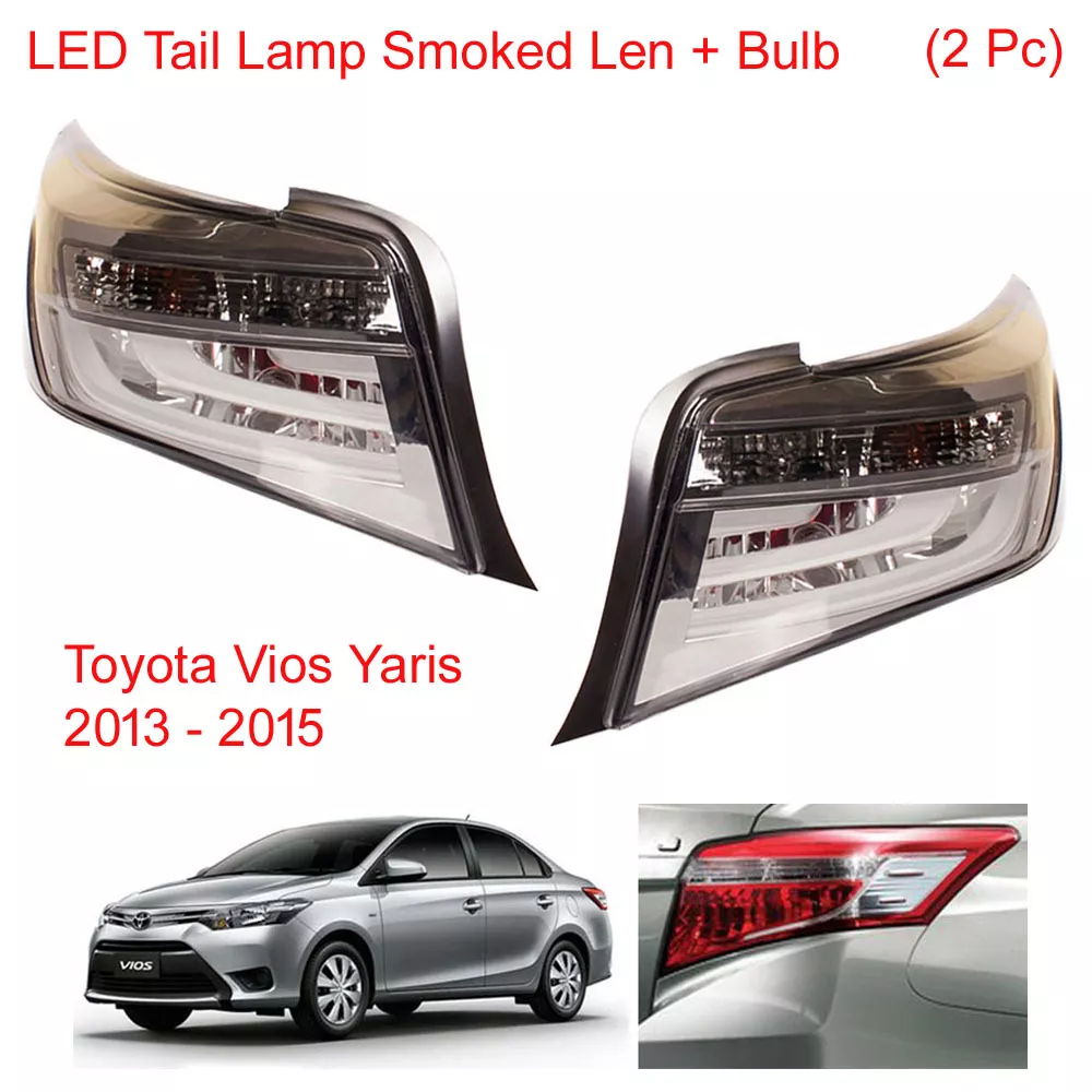 LED Tail Light Rear Lamp Smoked Len Bulb 2Pc Fits Toyota Vios