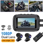 WIFI Motorcycle Dash Cam 1080P GPS Front & Rear Camera Recorder w/ 3" Display