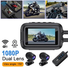 WIFI Motorcycle Dash Cam 1080P GPS Front  Rear Camera Recorder w/ 3" Display