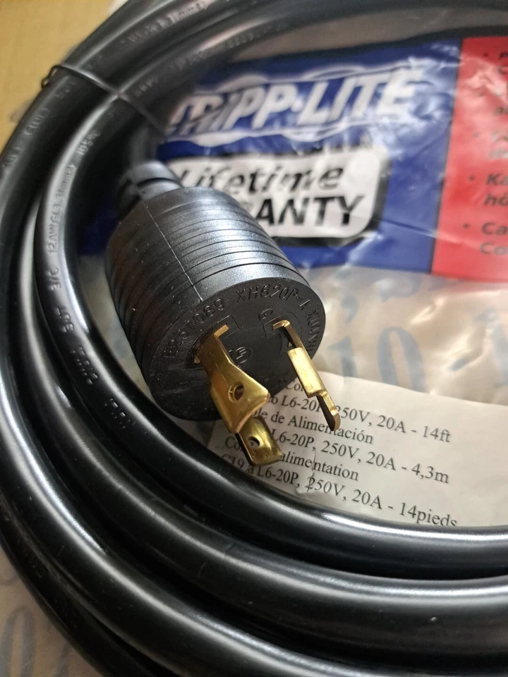TRIPP-LITE #P040-014  C19 To L6-20P 250 20A  Power Cord Length 14'ft 3/C 12 AWG - Image 2 of 3
