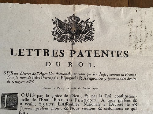 JUIFS. Affiche, Lettres patentes du Roi, Sur un Décret de l'Assemblée nationale, - Bild 2 von 7