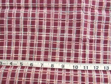 1 yd 100 Cotton Fabric Burgundy with Mixed White/Blue/Yellow Lines