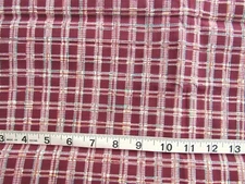 1 yd 100% Cotton Fabric Burgundy with Mixed White/Blue/Yellow Lines