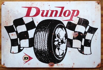 Blechschild Retro Vintage Style Dunlop Motor Tyres Mancave Garage Wandtafeln
