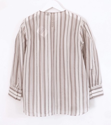 Brunello Cucinelli Striped Puffed Sleeve Blouse £1500 New Tagged S - Picture 5 of 8