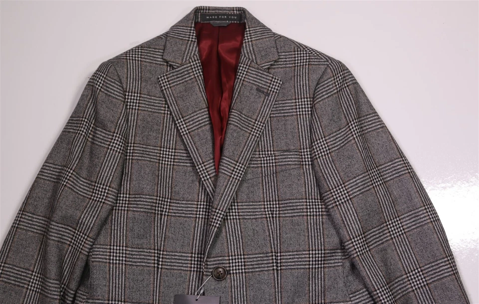 Blazer Indochino 32S Slim Cinza Preto Xadrez Lã Lã 2 Botões Personalizado Masculino Novo - Imagem 2 de 4