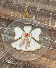 Beautiful VINTAGE Glass Hand Painted ANGEL ORNAMENT