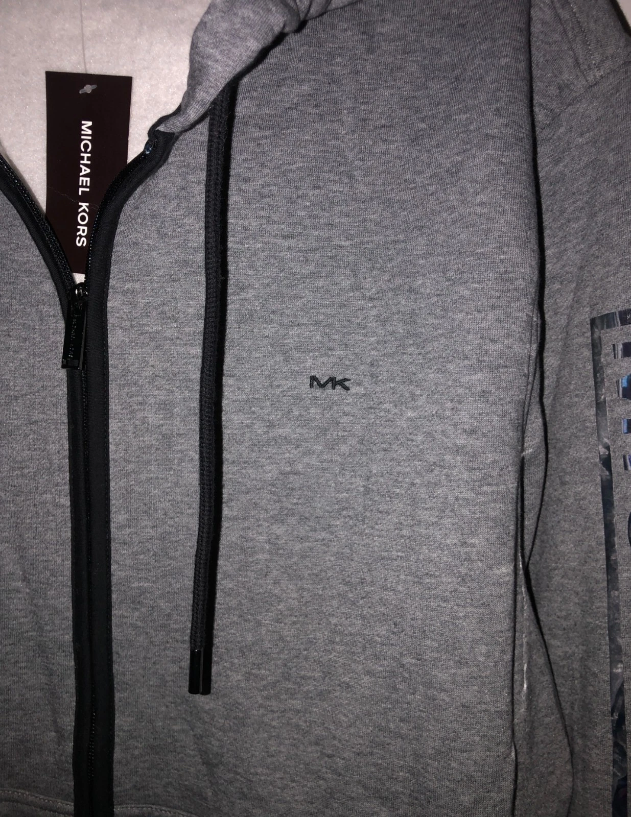 Felpa donna MICHAEL KORS grigia con cappuccio e zip nuova grande