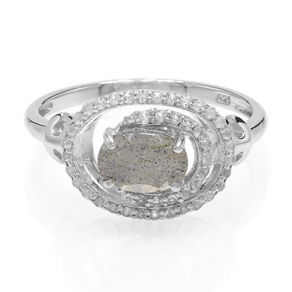 Cavill Labradorit Ring 0,63Ct Silber Oval WeißEr Topas 0,24Ct Echtschmuck-image
