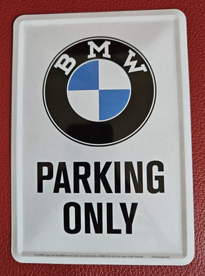 Blechschild  BMW Parking Only  / Postkartenformat / 14,4 x 10,1 cm