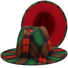 Christmas check classic red and green hat - fall winter imitation wool felt Hat