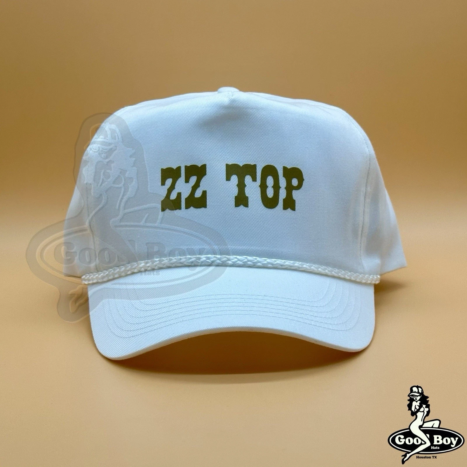 ZZ Top Hat Vintage Retro White Gold Trucker Rope Cap Texas 80s 90s Rock